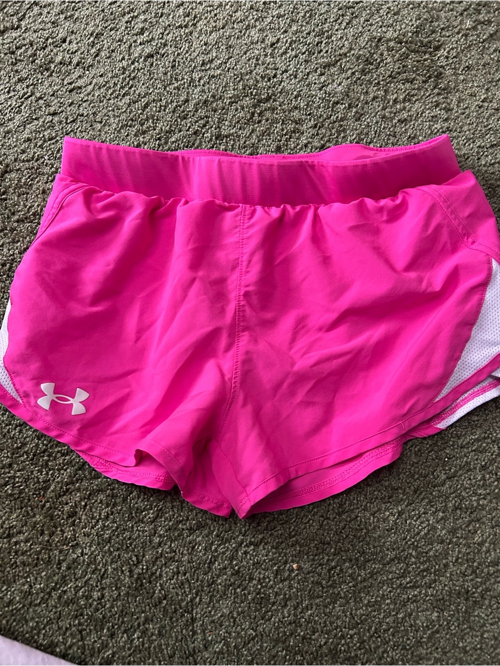 Under Armour Hot Pink Women's Athletic Shorts with White Mesh Trim